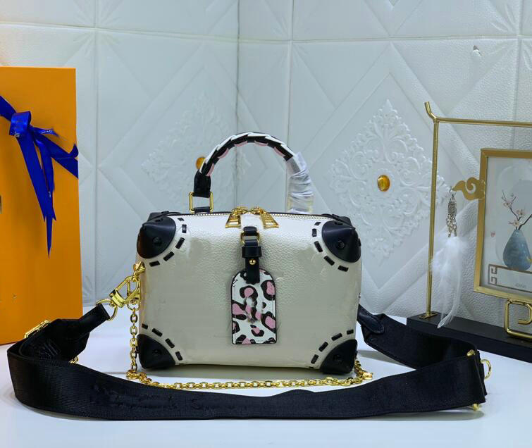 

fashion leather shoulder bag fashion wave chain purse cowhide handbag presbyopic card holder evening bags messenger women 20x14x7.5cm, White