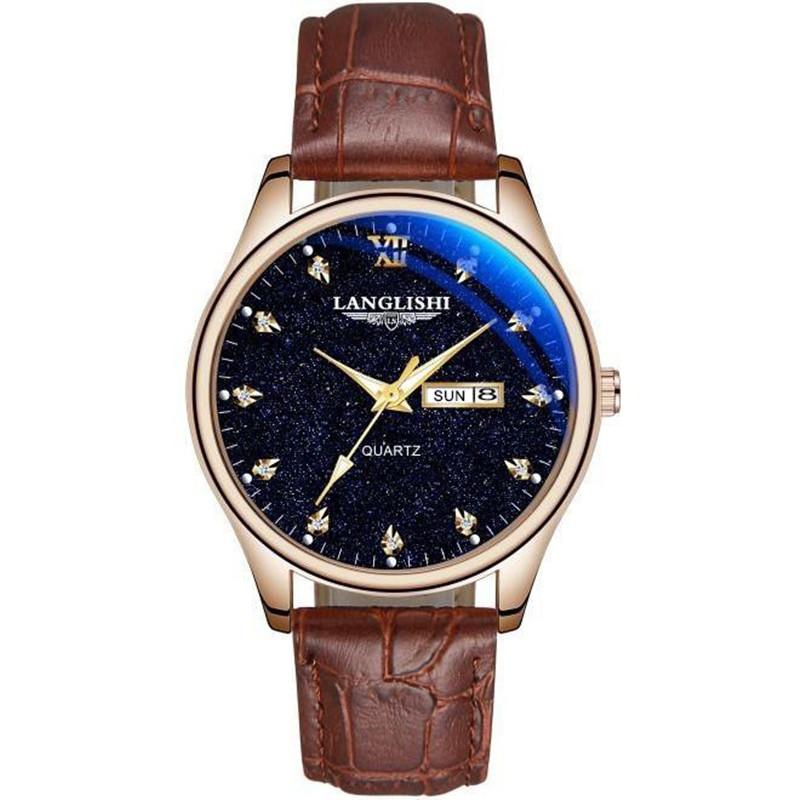 

Wristwatches LANGLISHI 2021 Watches Men Fashion Sport Stainless Steel Case Leather Band Watch Quartz Business Wristwatch