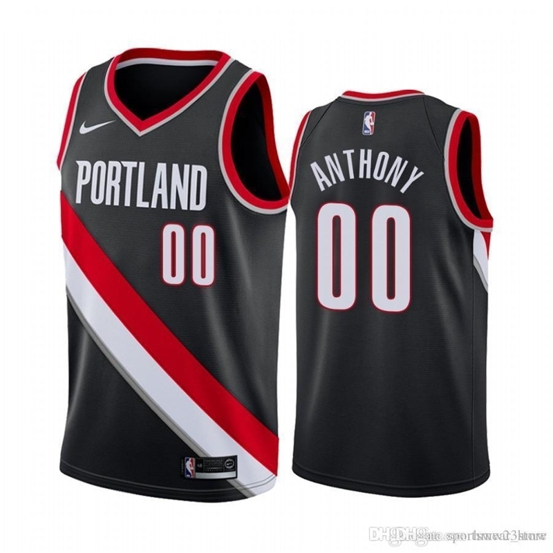 

Newest Damian Lillard and Carmelo Anthony Sky Dark Blue city Basketball Jerseys Size S-XXXL, Black