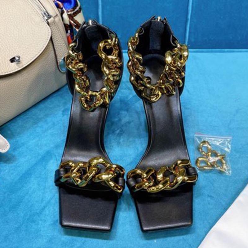 

Dress Shoes 2021 Fashion Women Pumps Metal Decoration High Heels 8.5CM Sexy Square Toe Lady Wedding Party, No.1