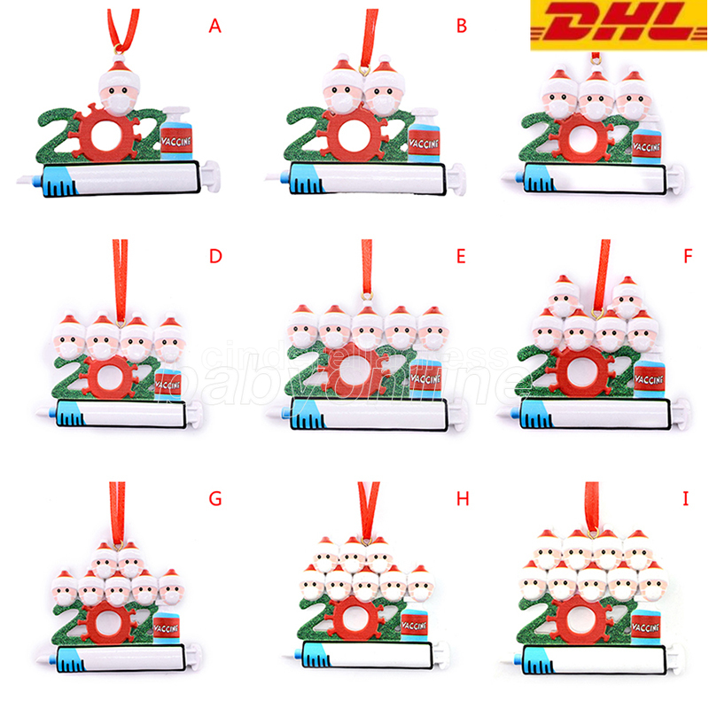 

2021 Family DIY Name Doll Mask Santa Claus Christmas Hanging Pendant Ornaments DHL
