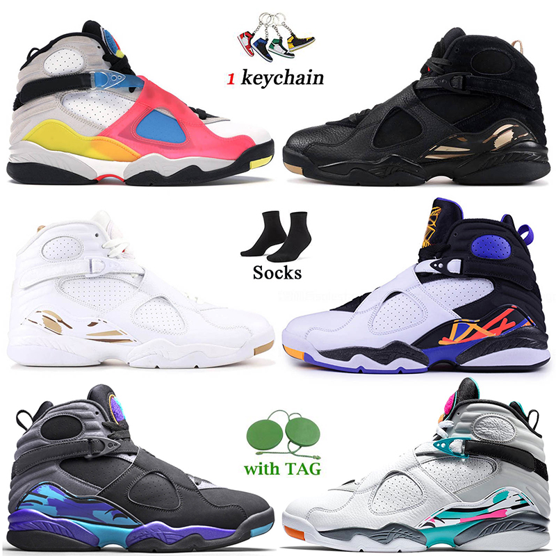 

Men 8 High OG Basketball Shoes Jumpman 8s Mens Trainers OVO Black Three Peat Doernbecher SE White Multicolor South Beach Chrome Cool Grey Reflective Bugs Bunny Sports, #7 white aqua 40-47