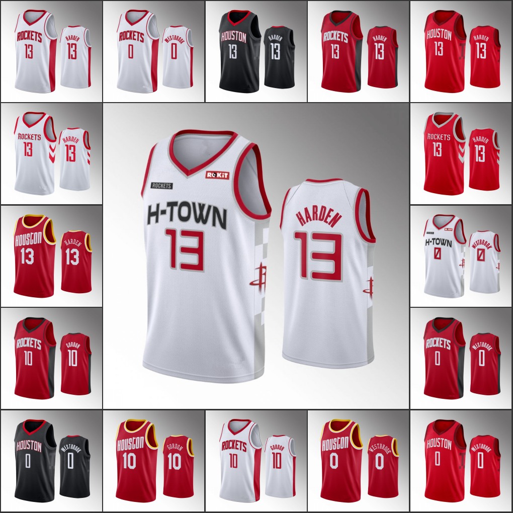 

Men's Houston Rockets''James Harden Russell Westbrook Eric Gordon Basketball Jersey