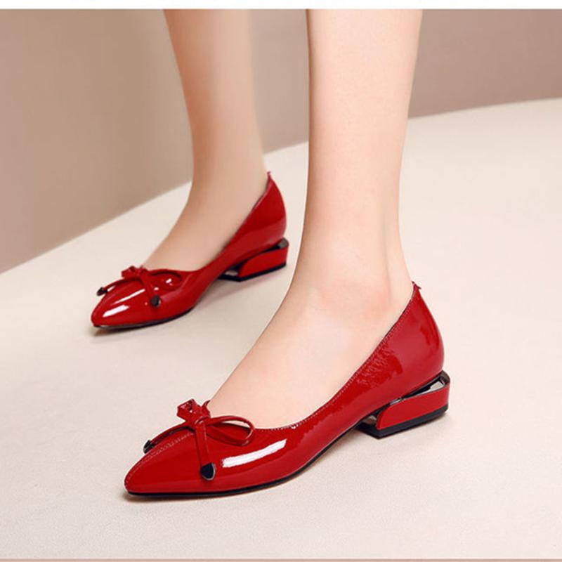 

Dress Shoes Zapatos De Mujer Women Casual Sweet Red Spring Slip On Square Heel Lady Fashion Party Office Heels Sapatos Femininas E9385