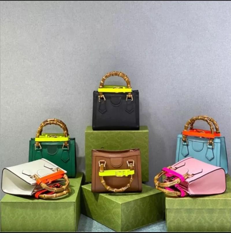 

Evening Bags Original Luxury Diana Bamboo Bag Women's Leather Classic Large Capacity Design Tote Elegant And Noble Handbag