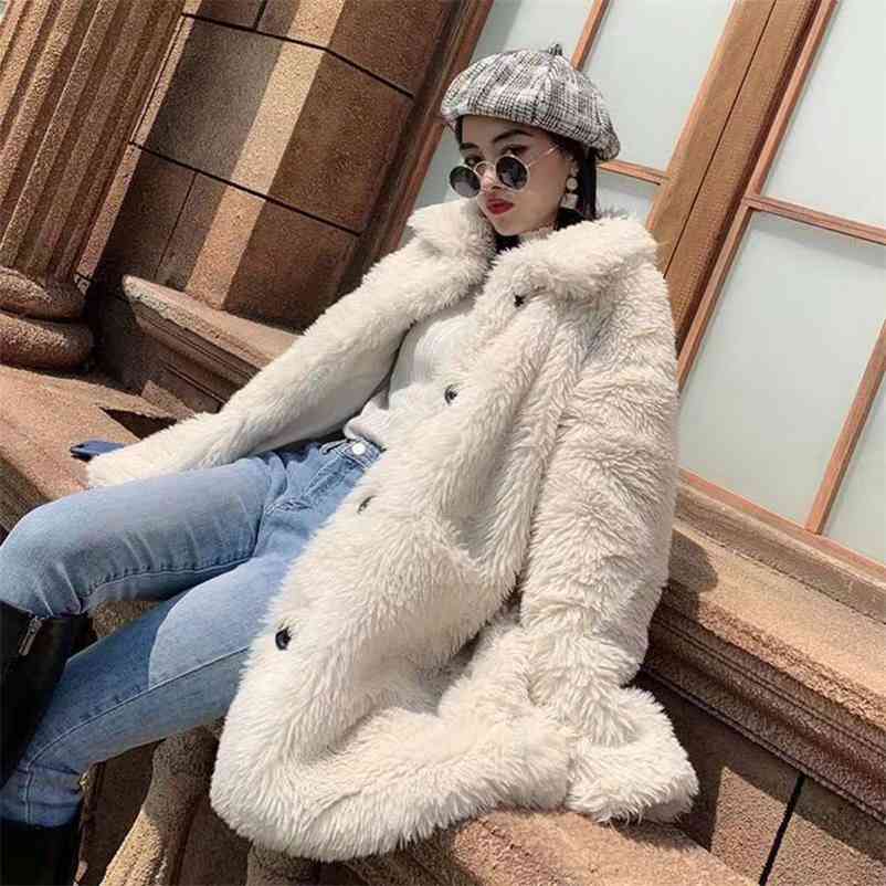 

Faux Fur Coat Women Teddy Casual ry Thick Warm Long Mink Jacket Loose Winter 210519, Y1