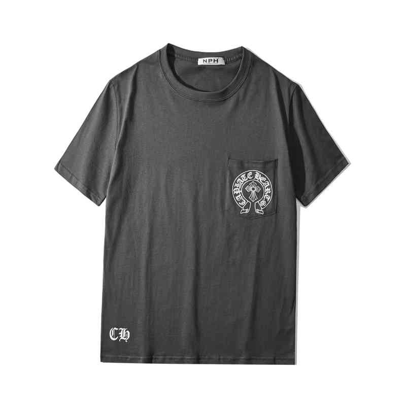

Hot Selling 2022 Trendy Men's Clothing Fashion Fashion Brand Ch Sanskrit Horseshoe Graffiti Cross Short Sleeve Young Student Couple Pur, White;black