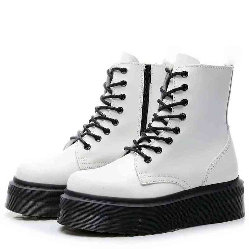 

Boots Women's Real Cowhide Fashion Martin High-Top Motorcycle Student Thick-Soled Casual Work JTX2, 1# shoe box