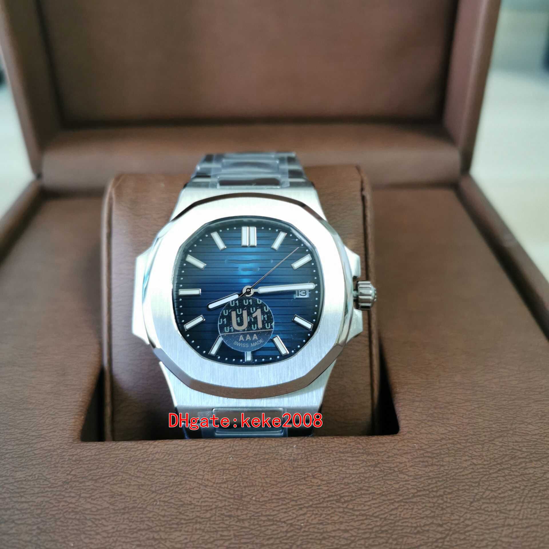 

Topselling men Watch U1 Factory Wristwatches 40.5mm 5711 5711/1A 010 001 Stainless Steel Blue Dial Transparent Mechanical Automatic Mens Watches With Box Papers