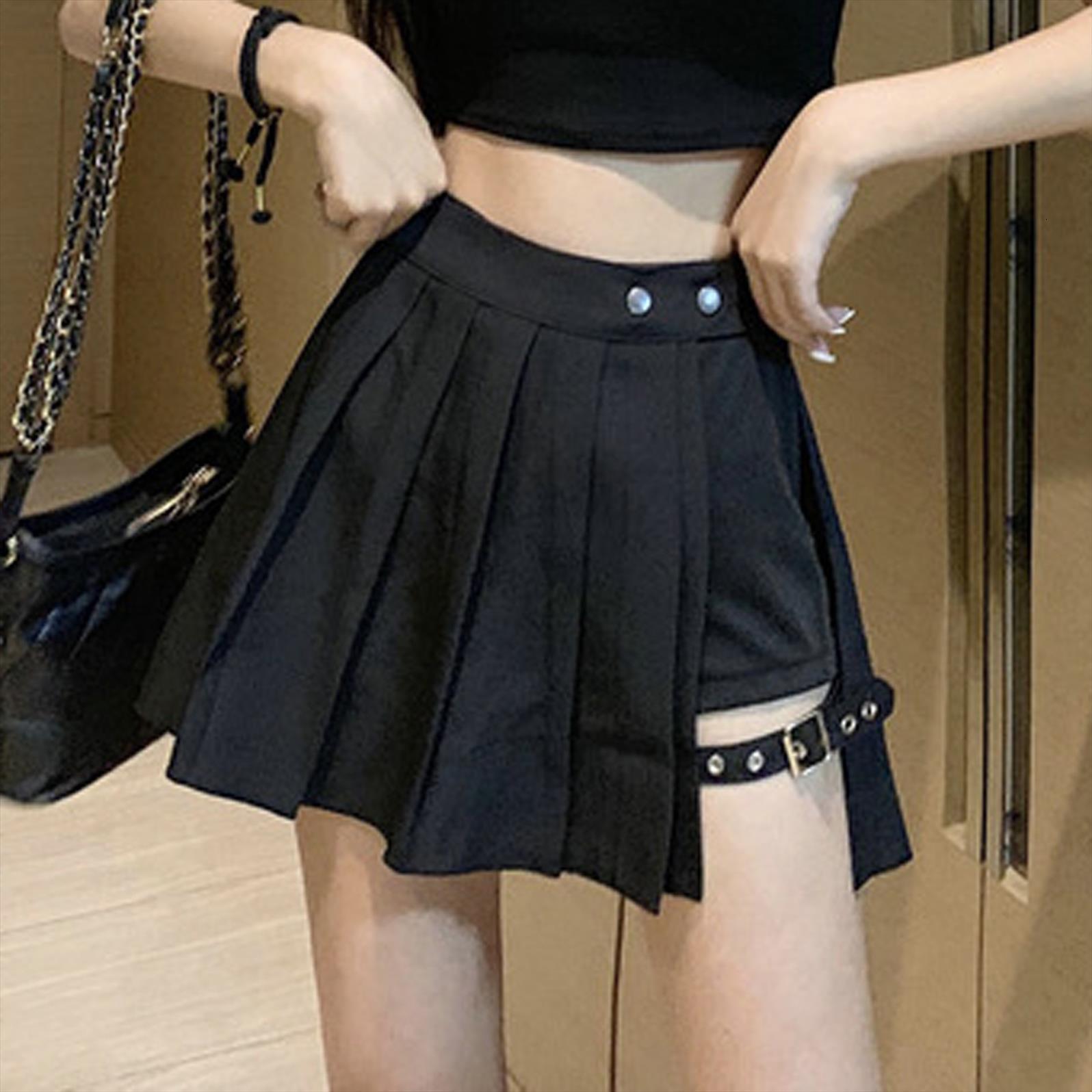 

40 casual pleated summer women skirts short solid high waist ruffled frenulum zipper vintage sexy, Black