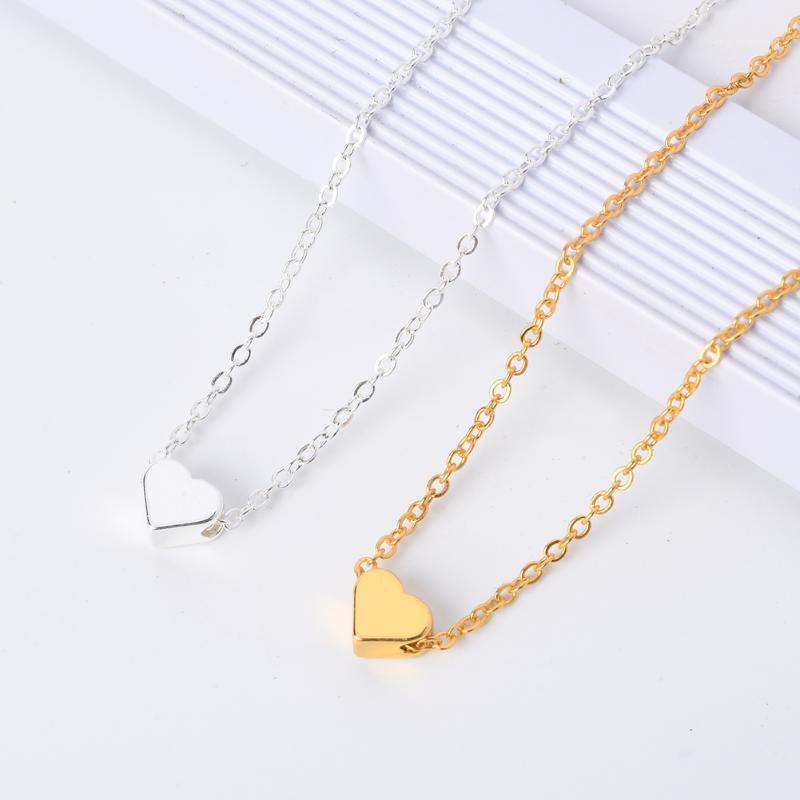 

Chains 40cm Gold Silver Color Stainless Steel Link Love Heart Necklaces For Women Wedding Jewelry Long Year Gift