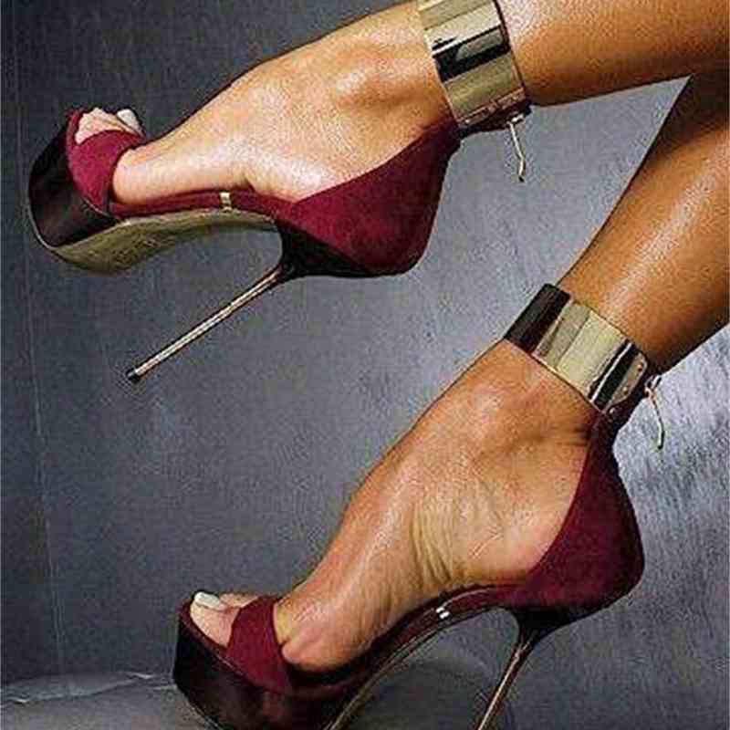 

sandals summer blue satin high-ranking women metal flats handcuffed ankle ladies high-fashion stilettos open-toed shoes shoes byu7, Black