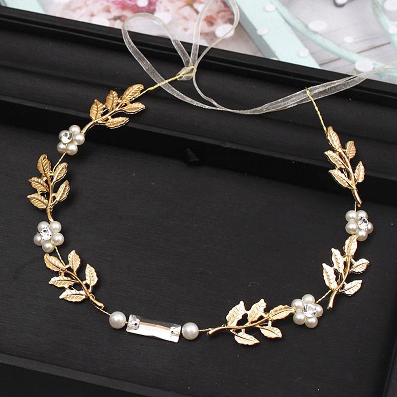 

Hair Clips & Barrettes Elegant Bridal Wedding Accessories Crystal Pearl Flower Girl Headband Ribbon Headpiece For Women, Golden;silver