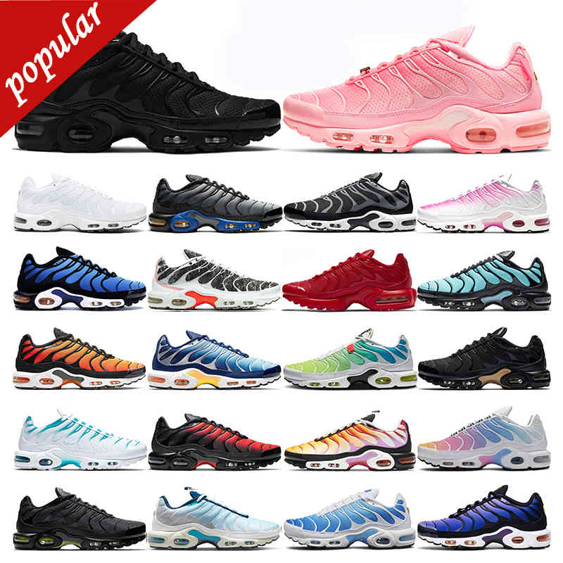 

36-45 tn plus running shoes for men women triple black white Atlanta true green Worldwide hyper Pastel bule Rainbow orange pink mens sports