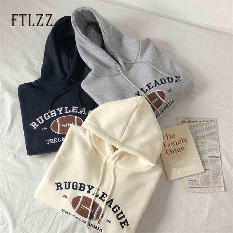 

Women Hoodies Autumn Winter Warm Fleece Beige Gray Korean Streetwera Style Loose Casual Ulzzang Harajuku Sweatshirts 210525, Hide blue