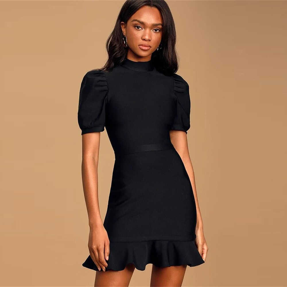 

Ocstrade Fashion Black Bandage Dress Women Summer Short Sleeve Bodycon Club Party es High Quality 210527
