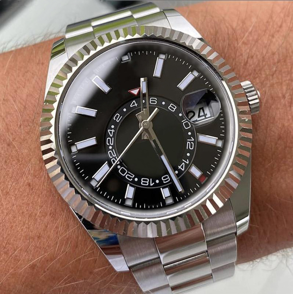 

Luxury Sky Series 41MM Men's Watch VS Stainless Steel Folding Buckle Original Bracelet Automatic Rotating Bump Groove Bezel Sapphire Glass Heart Mens Watchs, Business card case