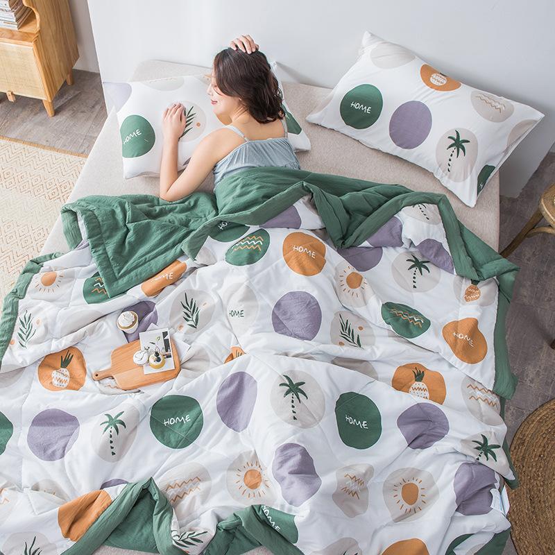 

Home Textile Plant Printed Air Conditioned Comforter Duvet Leaf Flower Soft Comfortable Lightweight Washable Summer Quilt Only Comforters &