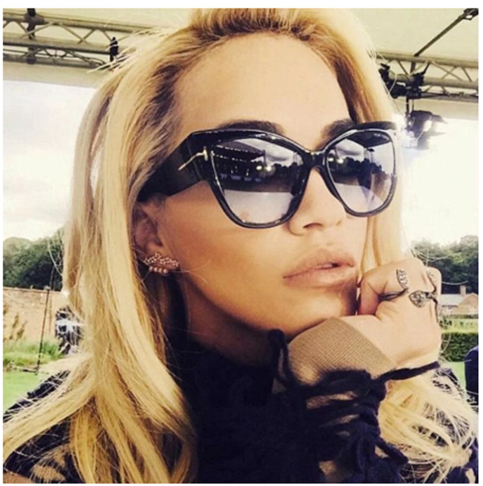 

New Gradient Points Cat Eye Women Sunglasses Tom High Fashion Sun Glasses Female Brand Designer