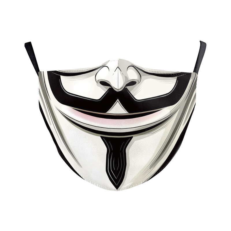 

clown pattern printed masks (no filter) pack of 5 pieces comfortable hygiene reusable washable effective filtering dust