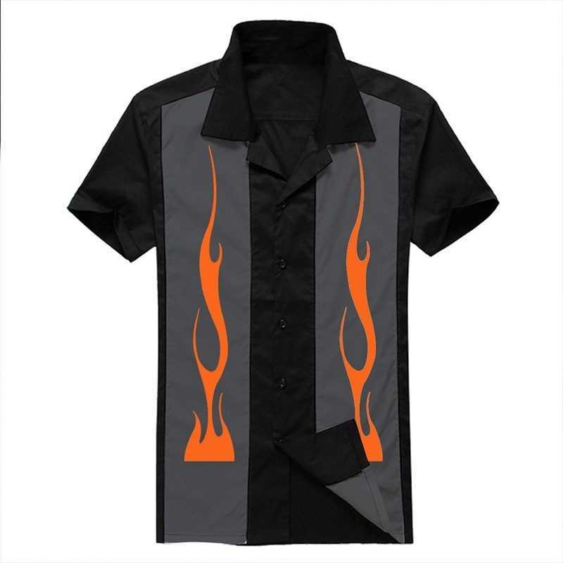 

Retro Shirt Men Vintage Rockabilly Shirts Men Short Sleeve Vertical Striped Funny Printed Mens Dress Shirts Casual Chemise Homme 210527, St123brg