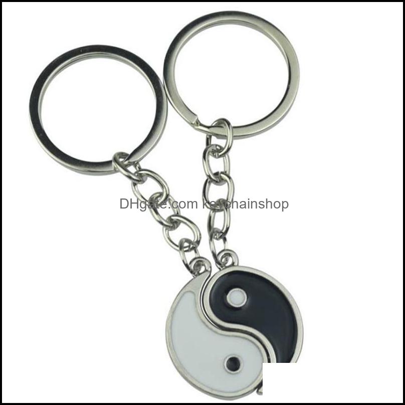 

Keychains Fashion Accessories Vintage Chinese Elements Of Yin Yang Taiji Bagua Couple Keychain For Keys Car Key Ring Pendant Charm Alloy Gif
