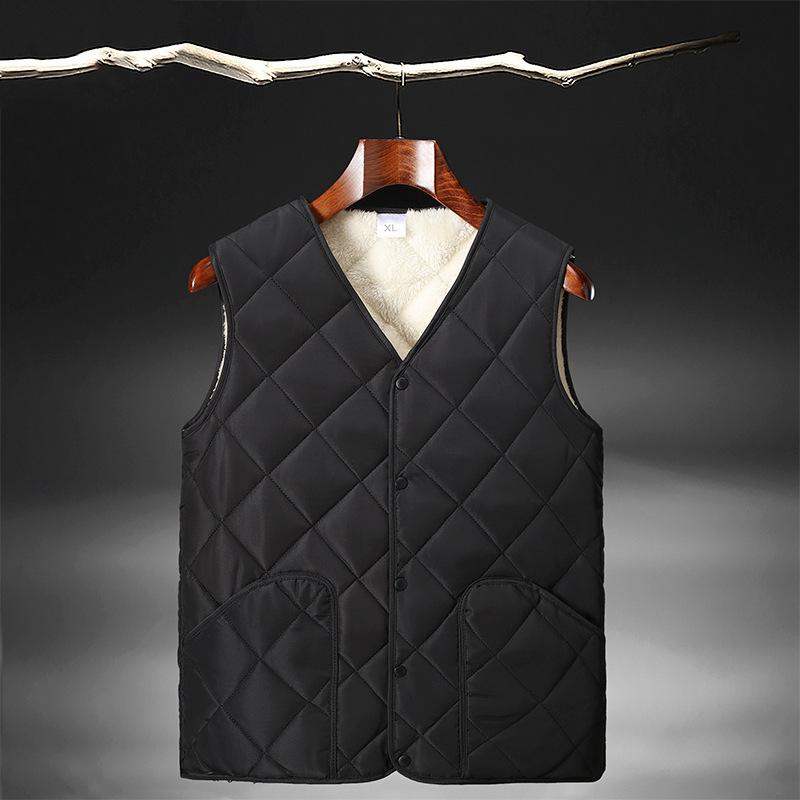 

Men's Vests COO 2021 Fleece Padded Vest Winter Lambswool Warm, Black