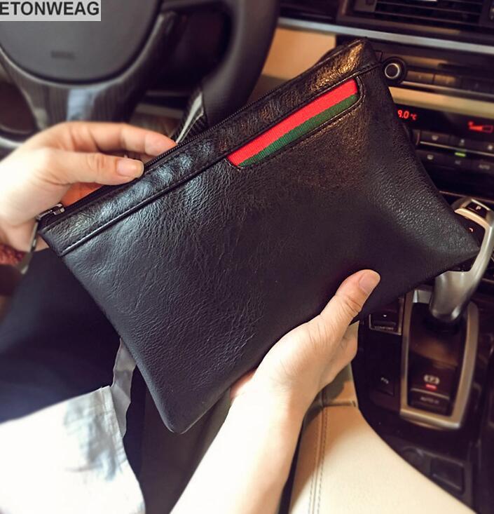 

wholesale black leathers men bag simple atmosphere contrast fashion envelope bags large capacity multi-card leather storage wallet Joker cross leather handbag, Black-9906