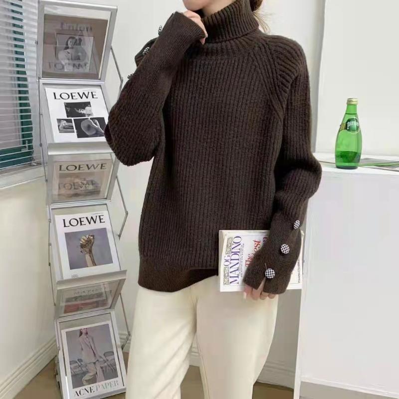 

Women's Sweaters Fall 2021 Clothing Thickened Thermal Turtleneck Sweater Korean-Style Loose Outdoors Knitted Bottoming Shirt, White;black