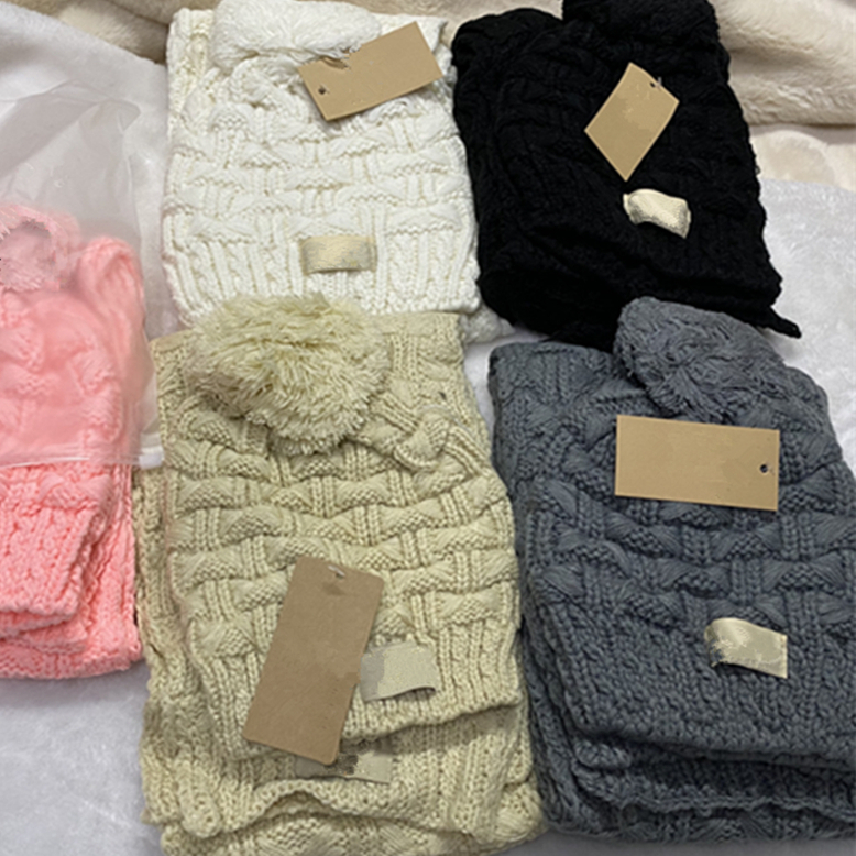 

Solid Color Brand Beanie Scarf Men Designer Knitted Scarves Ski Hat Women Winter Outdoor Sports Set High Quality