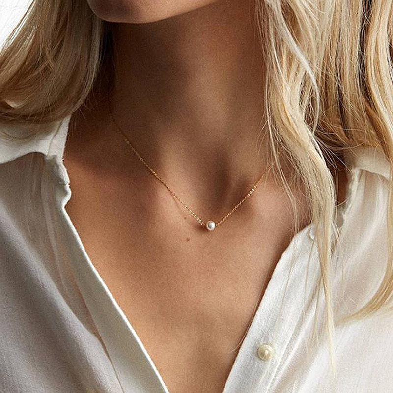 

Imitation Pearl Invisible Transparent Thin Line Simple Choker Necklace Women Jewelry Collana Kolye Bijoux Collares Collier Femme, Silver