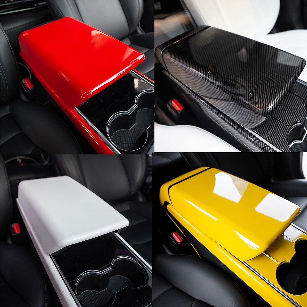 

For Tesla Model 3 model y Carbon Fiber ABS Center Storage Armrest Cover Trim Inner Accessories