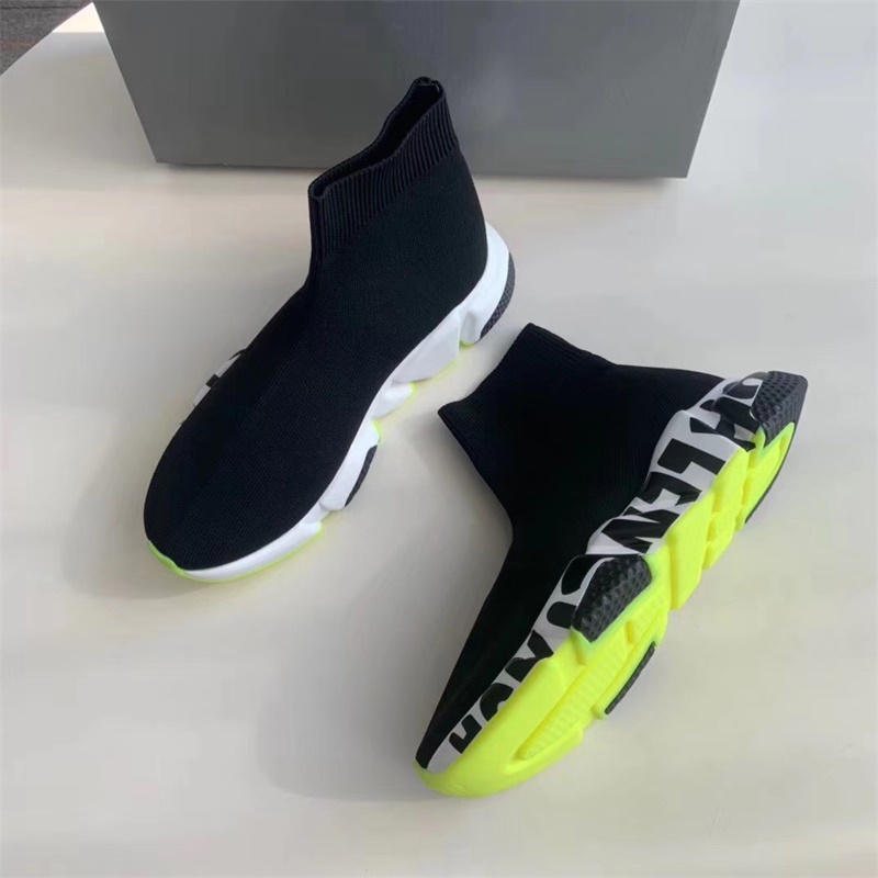 

2021 Mens Clear Sole Shoes Speed Socks Trainers Women Oversized Black Air Knit Sneaker Mesh Fabric Lace-up Runner Shoe With Box 008