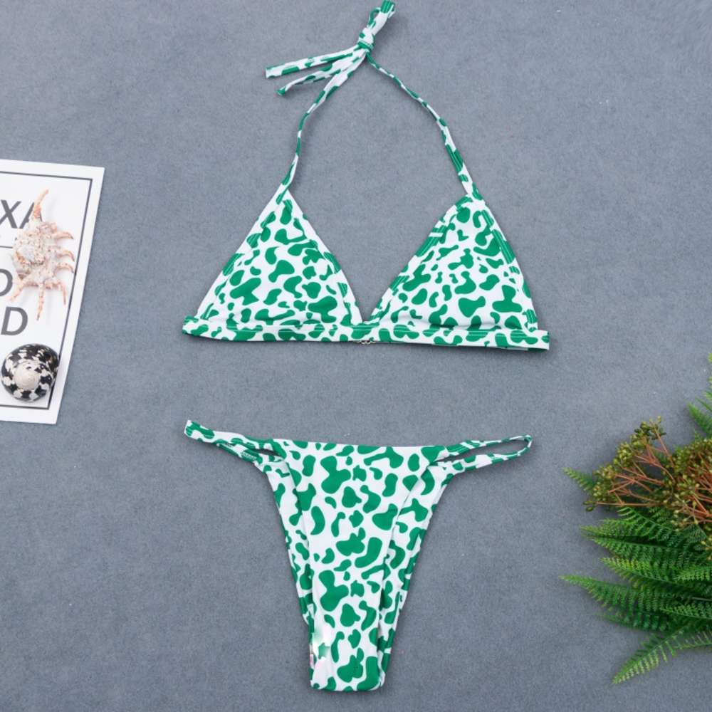 

Split Bikini Triangle Swimsuit with Spot Print Ms triangl swimwear, Pink