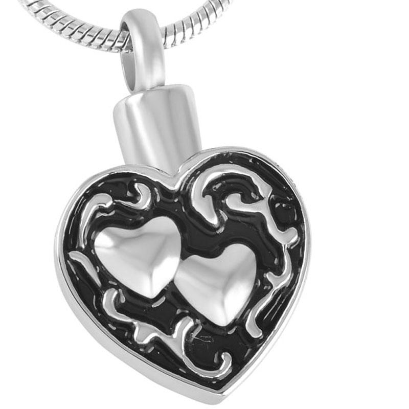 

Pendant Necklaces Two Hearts Together Heart Necklace Ash Keepsake Human Memorial Cremation Jewelry Personalized Color For Lover Women