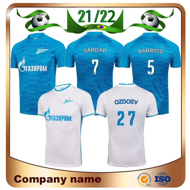 

21/22 FC Zenit Soccer Jersey 2021 Home Blue Barrios Sardar Malcom Driussi Kuzyaev Maillots De Foot ShirtKaravaev Zhirkov Yerokhin Ozdoev football uniform, Away