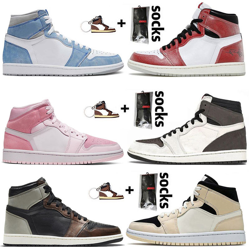 

Top Fashion Women Mens Basketball Shoes 2021 With Socks Jumpman 1 1s High OG Hyper Royal Shadow 2.0 Patina Travis Digital Pink Retro Barely, White;red