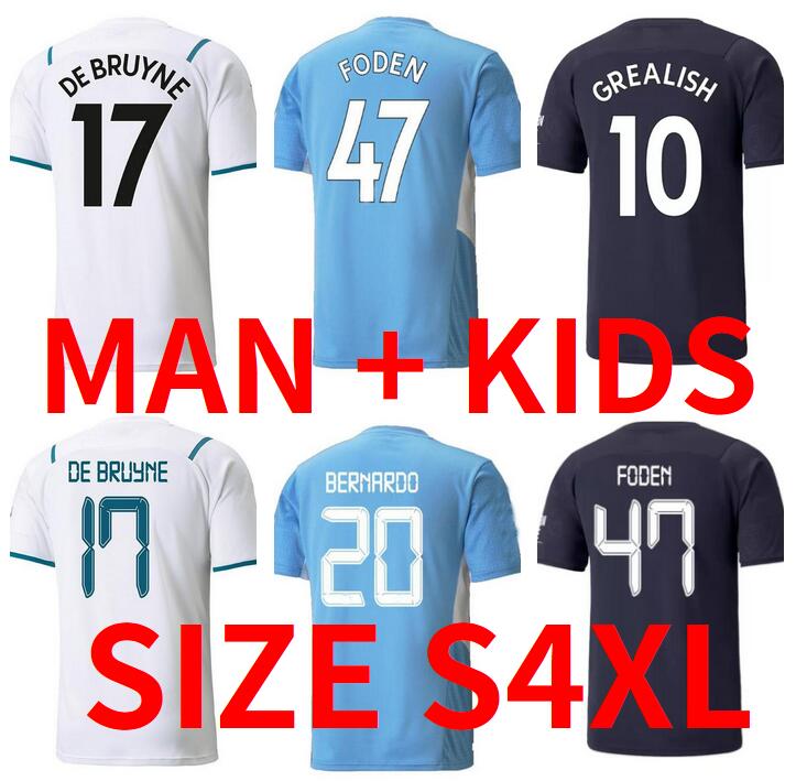 

SIZE S-4XL Top thailand quality FERRAN MAHREZ soccer jerseys 21 22 GREALISH STERLING DE BRUYNE FODEN BERNARDO 2021 2022 football shirts men + kids kit, 21/22 kids size