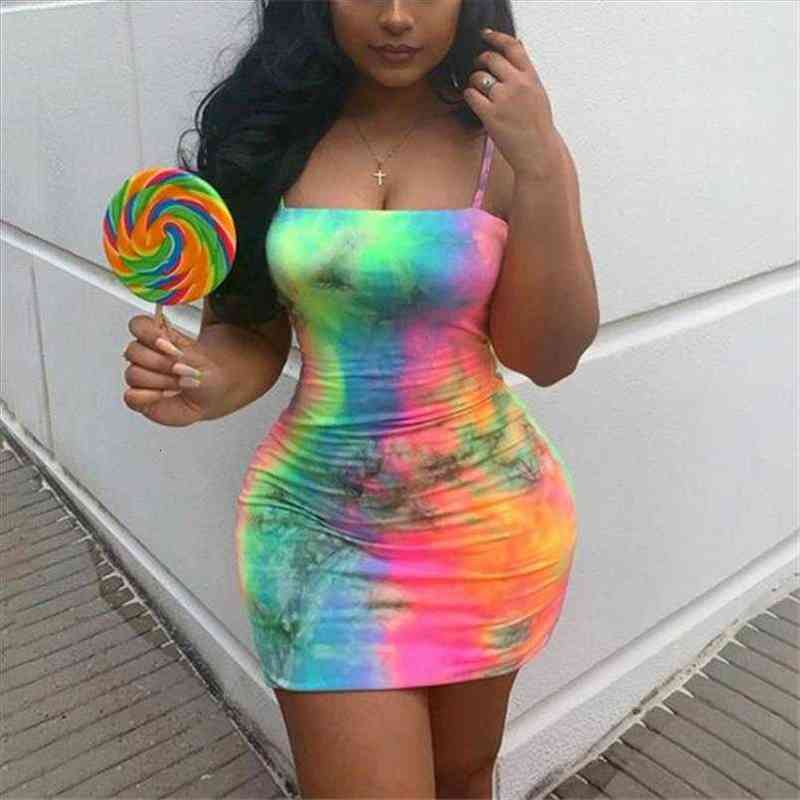 

women summer dress colorful tie dye short mini dresses lady night club bodycon party vintage fashion clothes, Black;gray