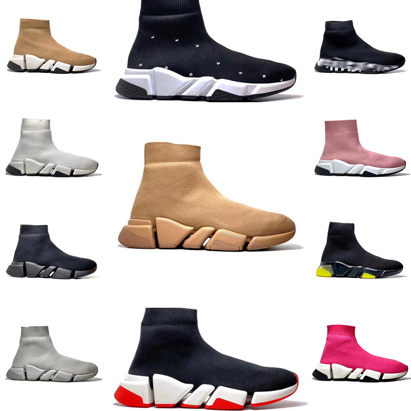 

Top Quality Knit Socks Shoes Mesh Speed Trainer High Race Runners Mens Designer Sneaker Black Slip On Triple S Soft Casual Platform Trainers Sneakers with box 35-45, 14
