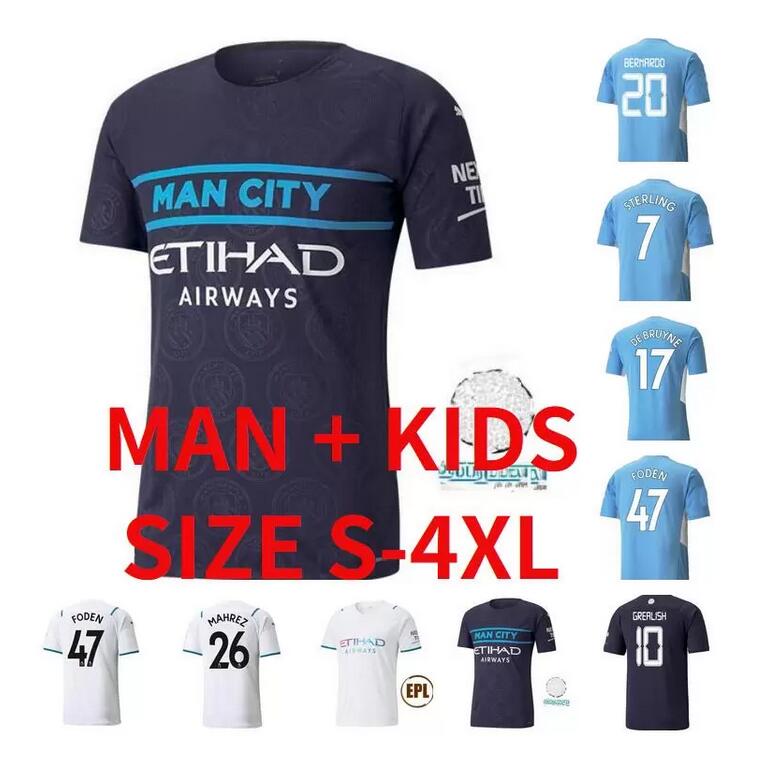 

SIZE S-4XL 21 22 Manchester soccer jersey CITY GREALISH 2021 2022 FERRAN G. JESUS MAHREZ DE BRUYNE FODEN ZINCHENKO STERLING football shirt M