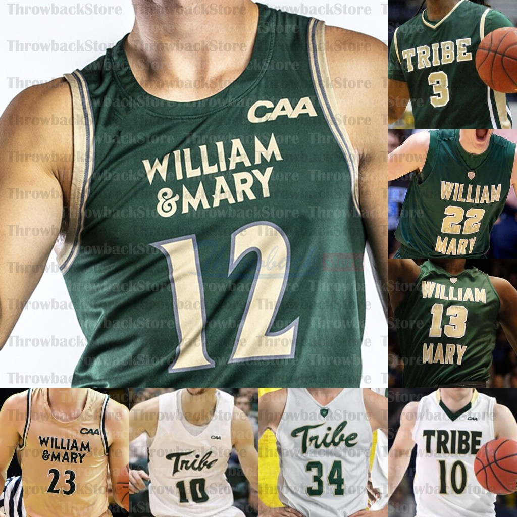 

Custom William & Mary Tribe College Basketball jerseys Nathan Knight Andy Van Vliet Luke Loewe Bryce Barnes Thornton Scott, Green ii