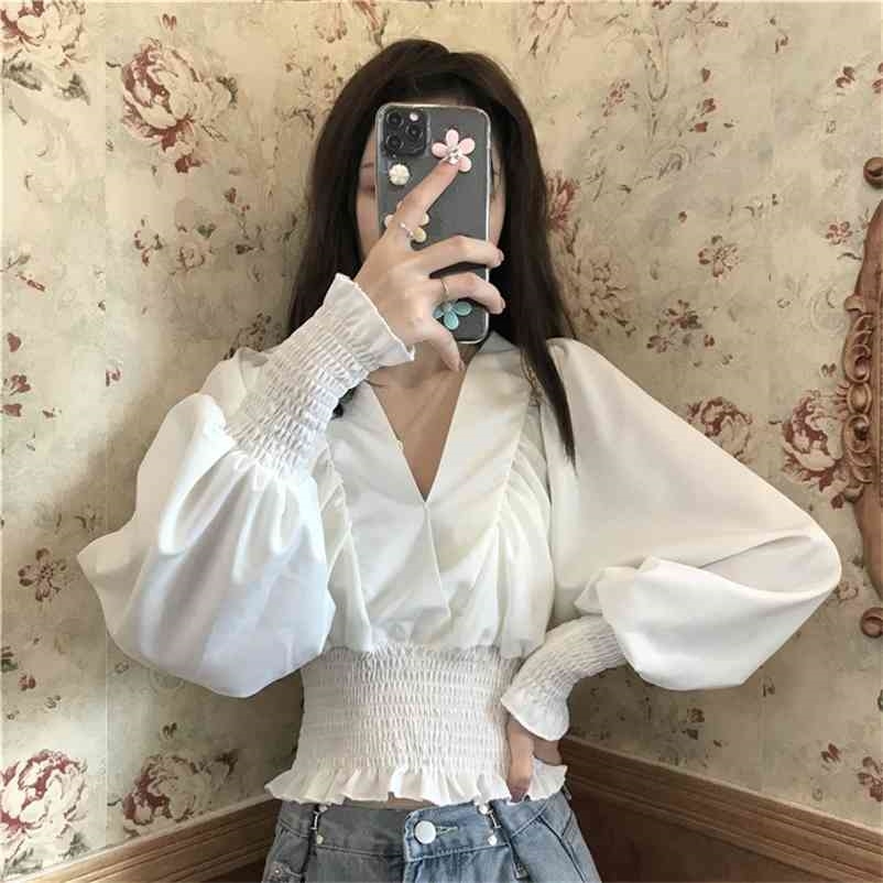 

Elegant Blouse Women Long Sleeve Chiffon Bandage Female Office Lady Korean Top Autumn Women's Clothing 210519, White blouse