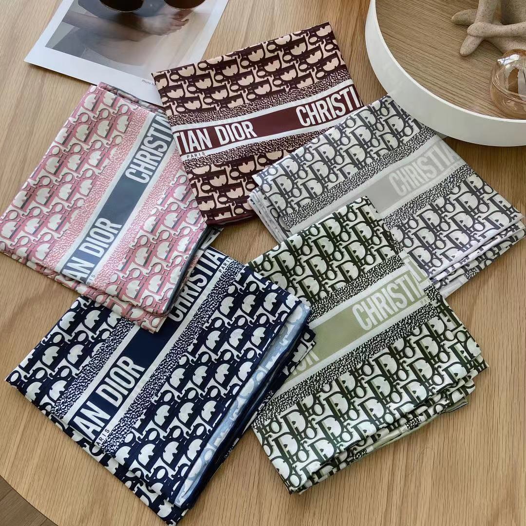 

European and American Luxury Designer Women 90cm Square 100% Silk Scarf Fashion Retro Foulard Ladies Shawl Wraps Tops Hijab, Blue;gray