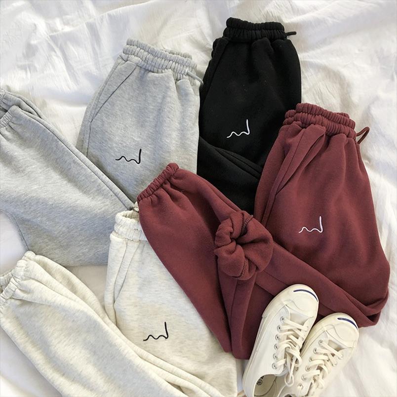 

neploe spring embroidery elastic womens pant high waist trousers loose casual beam feet femme 1c285, Black;white