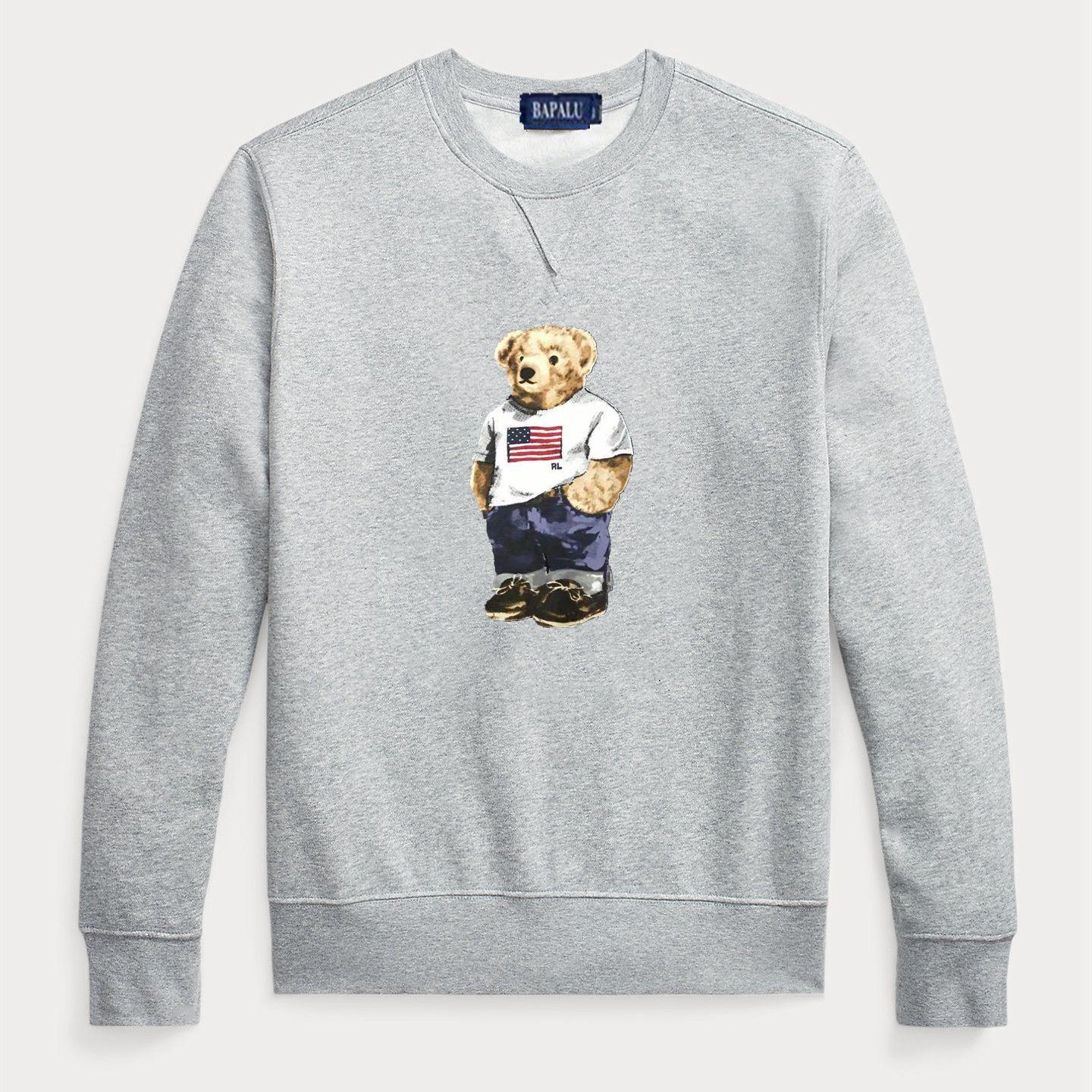 

2022 new plush long-sleeved pullover POLOS shirt T-shirt cartoon loose round neck printing bear DHVM, 237