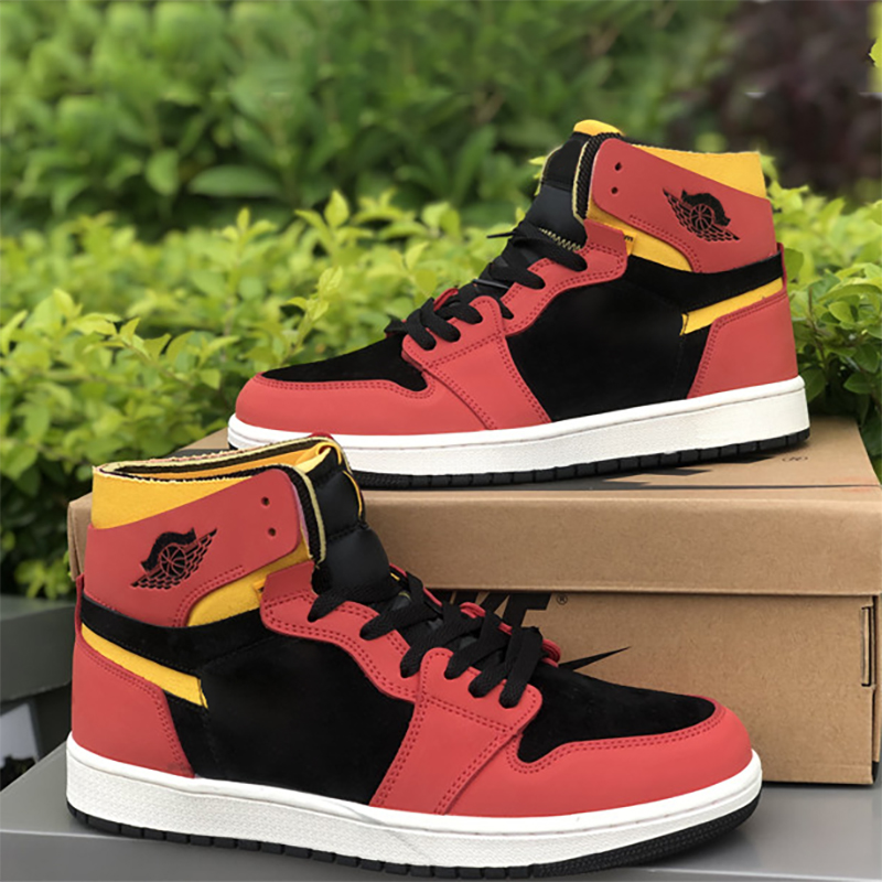 

High quality (boxed) men's Jumpman 1 basketball shoes and women's Yellow Black Red outdoor casual sports