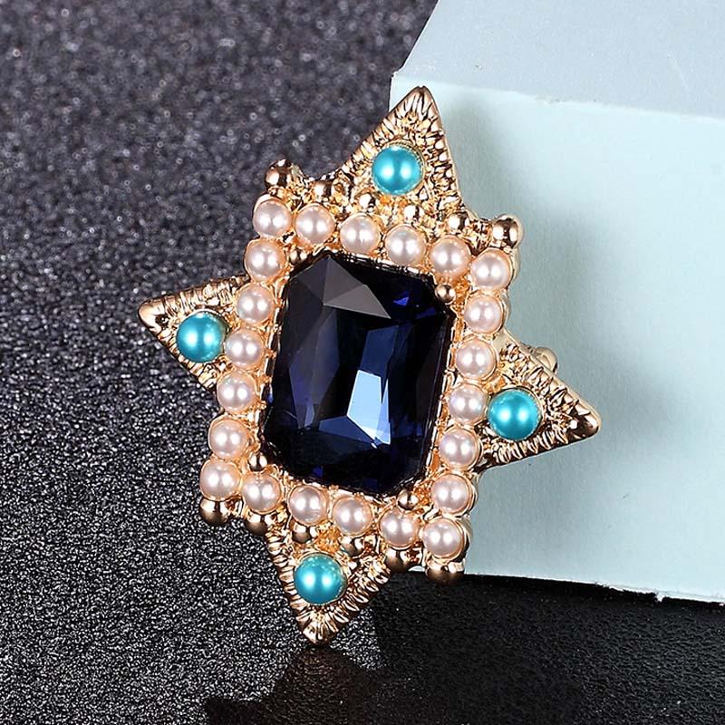 Pins, Brooches Zlxgirl Blue Rhinestone Pearl Men&#039;s Pendant Jewelry Christmas Gifts Statement Women&#039;s Punk Scarf Pins-image-707210621