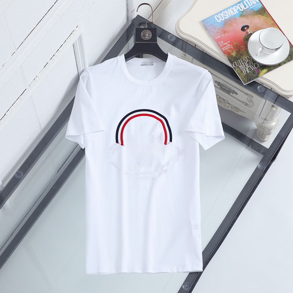 

Mens designer T shirt fashion summer monclair pure cotton breathable boutique short sleeves, White;black