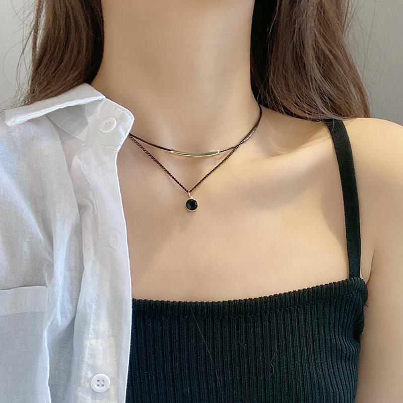 

Pendant Necklaces Korean Simple Geometric Round Necklace Multi-layer Hip-hop Trendy Women's Neck Chain Exquisite Party Wedding Jewelry
